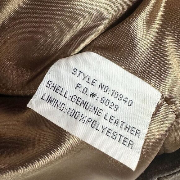 BAGATELLE Metallic Brown Leather Motorcycle Jacket Size Medium Scarf Tie Biker - Picture 9 of 16